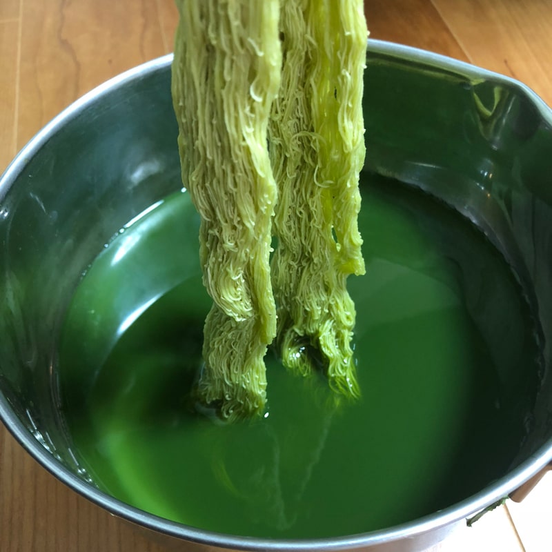 日本茶（緑茶）染め：アルコールで色素抽出を試す